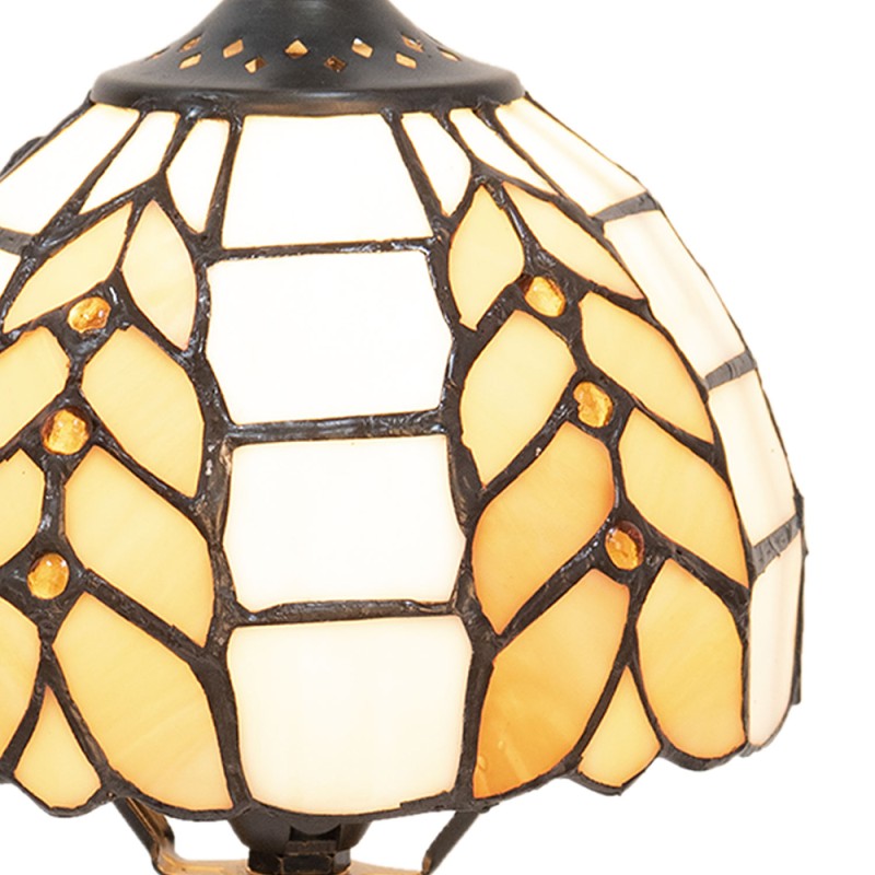 LumiLamp Lampada da tavolo Tiffany Ø 14x29 cm  Beige Bianco Vetro