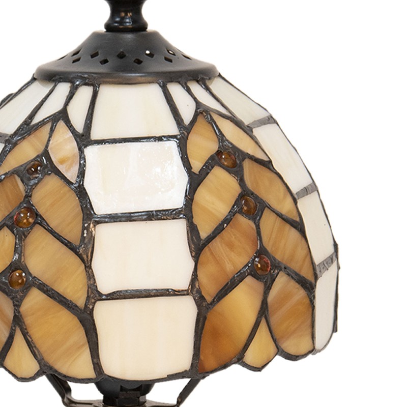 LumiLamp Lampe de table Tiffany Ø 14x29 cm  Beige Blanc Verre