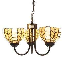 LumiLamp Lampes à suspension Tiffany Ø 39x125 cm Beige Jaune Verre
