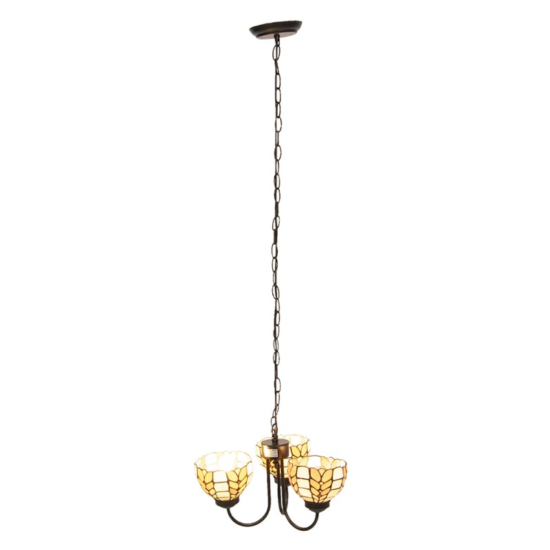 LumiLamp Lampes à suspension Tiffany Ø 39x125 cm Beige Jaune Verre