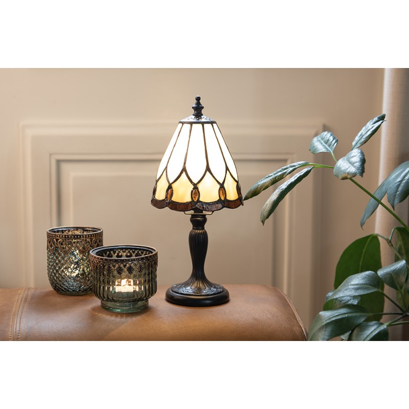 LumiLamp Lampada da tavolo Tiffany Ø 14x31 cm  Bianco Vetro