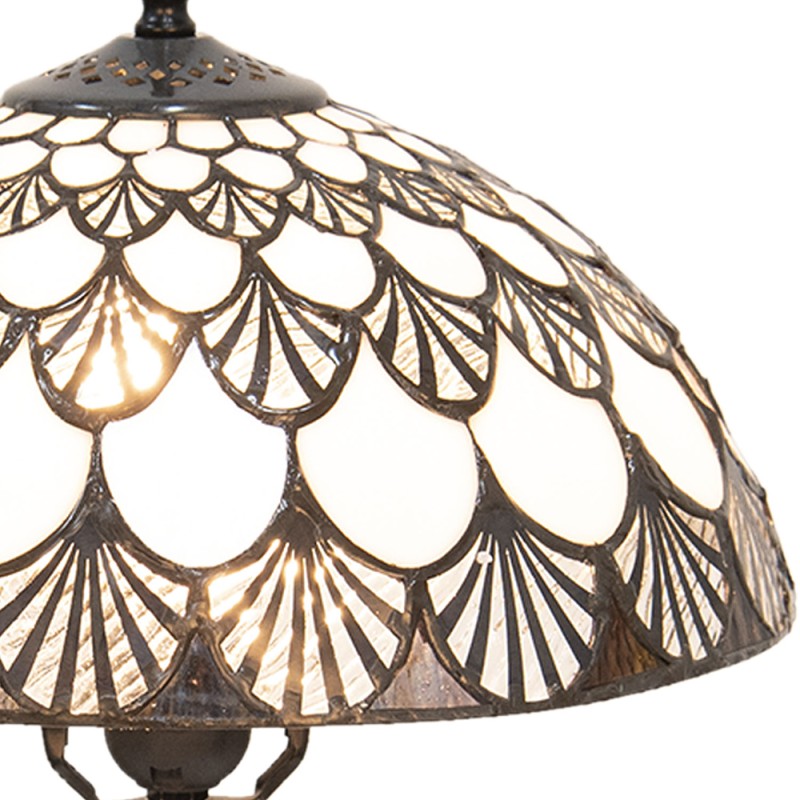 LumiLamp Tiffany Tischlampe Ø 31x46 cm  Weiß Braun Glas