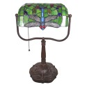 LumiLamp Lampada da tavolo Tiffany 25x25x42 cm  Verde Rosso Poliresina Vetro Libellula
