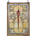 LumiLamp Panneau de verre Tiffany 50x78 cm Vert Verre Rectangle