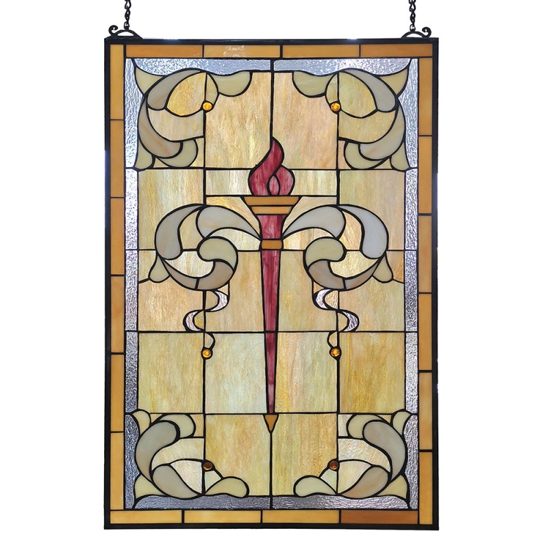 LumiLamp Panneau de verre Tiffany 50x78 cm Vert Verre Rectangle