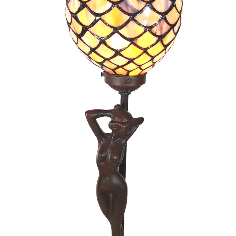 LumiLamp Tiffany Tischlampe 21x21x51 cm  Gelb Blau Glas Frau