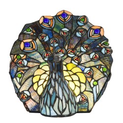 LumiLamp Table Lamp Tiffany 32x30 cm Blue Green Glass Peacock