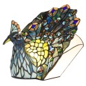 LumiLamp Tiffany Tischlampe 32x30 cm Blau Grün Glas Pfau