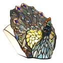 LumiLamp Table Lamp Tiffany 32x30 cm Blue Green Glass Peacock