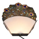 LumiLamp Lampada da tavolo Tiffany 32x30 cm Blu Verde Vetro Pavone