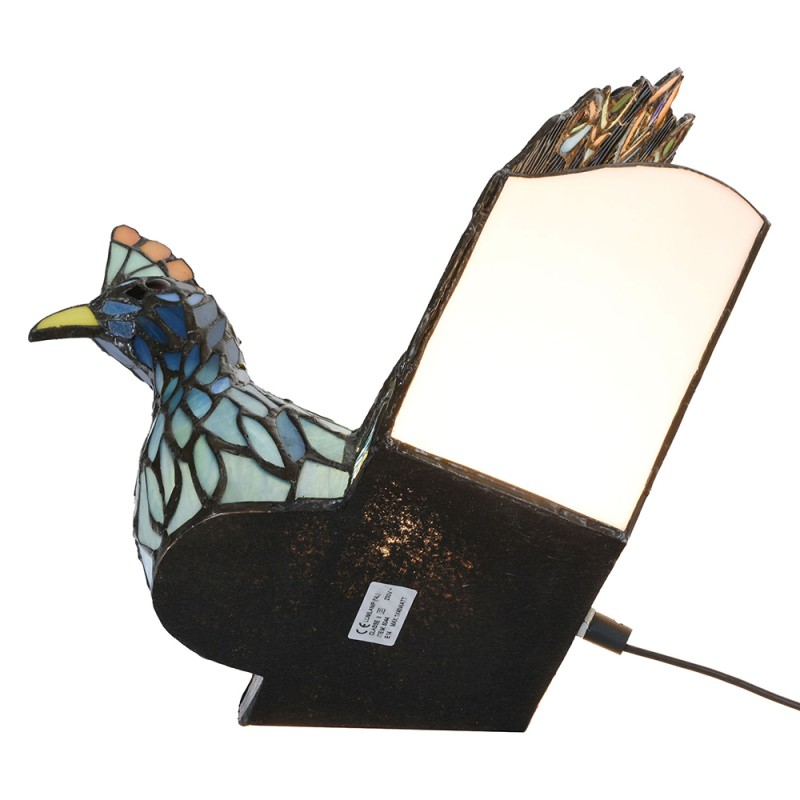 LumiLamp Table Lamp Tiffany 32x30 cm Blue Green Glass Peacock