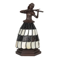 LumiLamp Lampe de table Tiffany Femme 15x15x27 cm Marron Blanc Verre