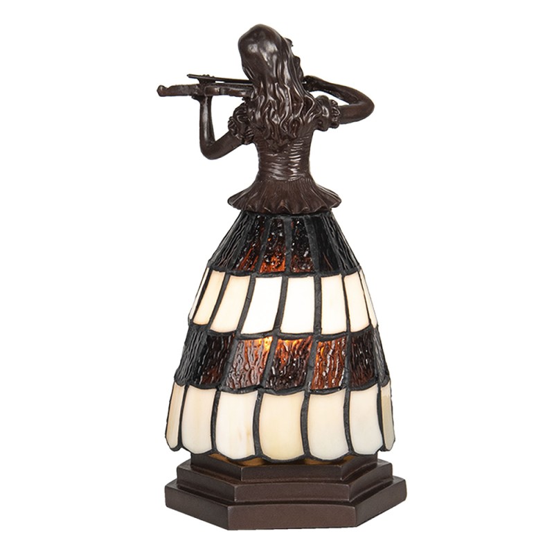LumiLamp Lampe de table Tiffany Femme 15x15x27 cm Marron Blanc Verre