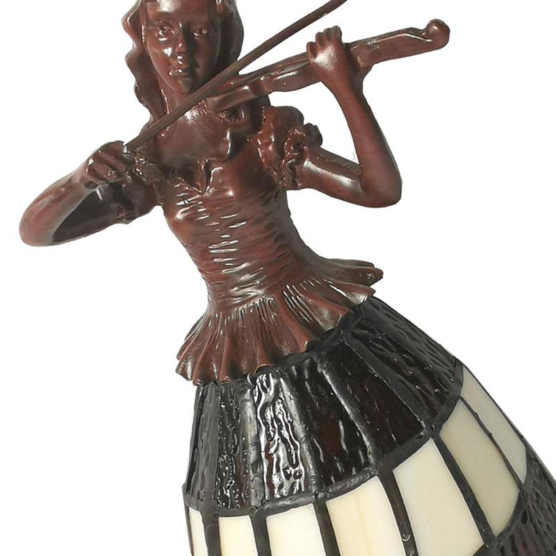 Lumilamp Tiffany Tischlampe Frau 15x15x27 cm Braun Weiß Glas