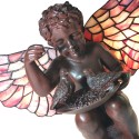 LumiLamp Lampe de table Tiffany Ange 41x26 cm Marron Rose Verre