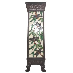 LumiLamp Colonna Tiffany 30x30x100 cm Beige Verde Vetro Rettangolo Libellula
