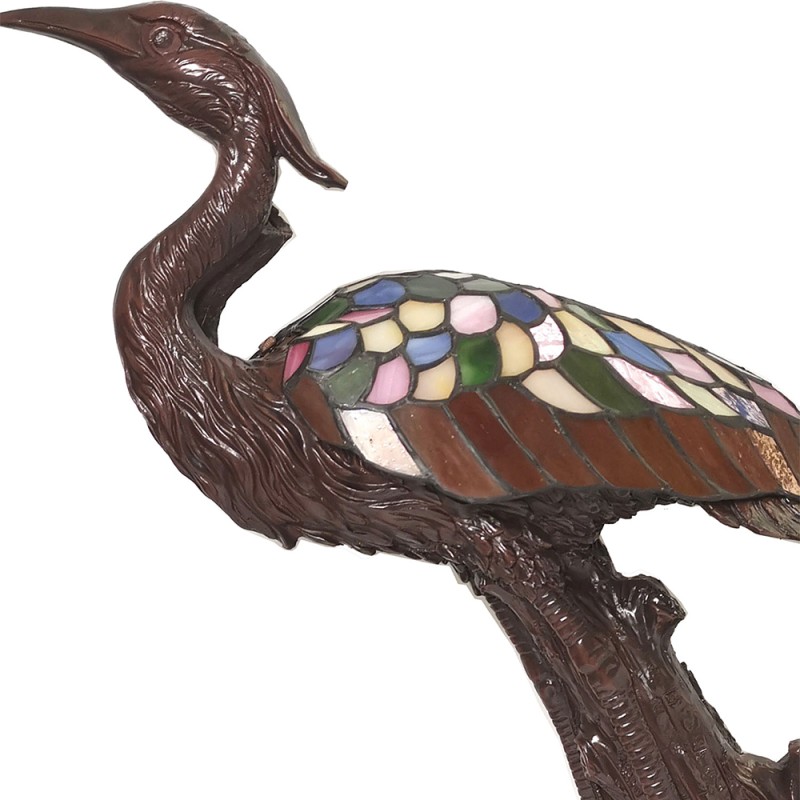 Lumilamp Lampe de table Tiffany Oiseau 58 cm Marron Jaune Verre