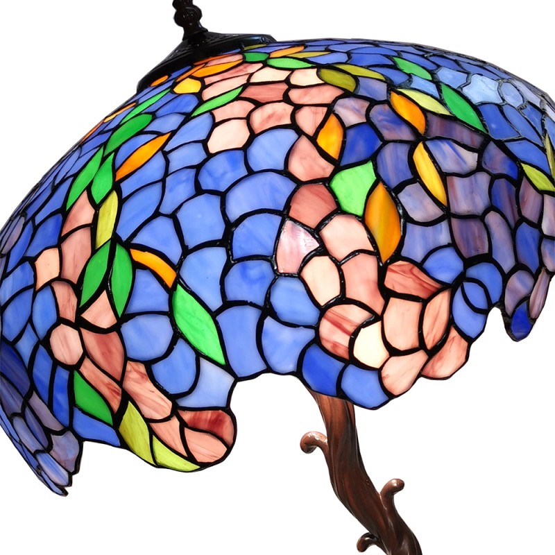 LumiLamp Lampada da tavolo Tiffany Ø 50x76 cm Blu Verde Vetro Fiori