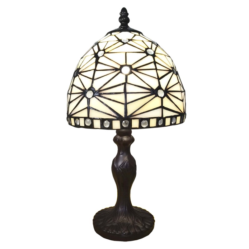 LumiLamp Lampe de table Tiffany Ø 18x33 cm  Beige Plastique Verre
