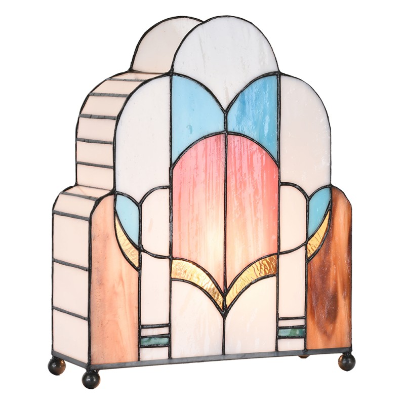 LumiLamp Tiffany Tischlampe 30x4x25 cm  Weiß Rosa Glas