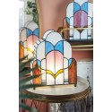 LumiLamp Tiffany Tischlampe 30x4x25 cm  Weiß Rosa Glas