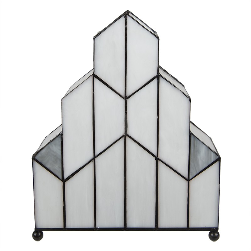 LumiLamp Lampe de table Tiffany 30x4x25 cm  Blanc Verre