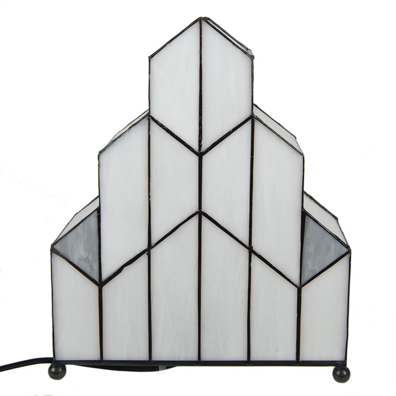 LumiLamp Lampe de table Tiffany 30x4x25 cm  Blanc Verre