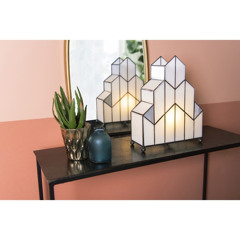 LumiLamp Lampe de table Tiffany 30x4x25 cm  Blanc Verre