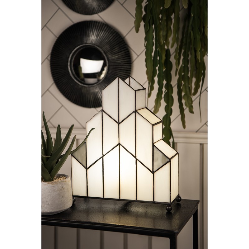LumiLamp Lampe de table Tiffany 30x4x25 cm  Blanc Verre