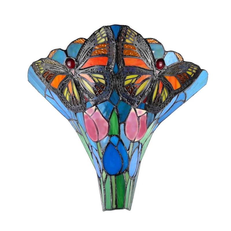 LumiLamp Wandlamp Tiffany  37x18x35 cm  Groen Blauw Glas