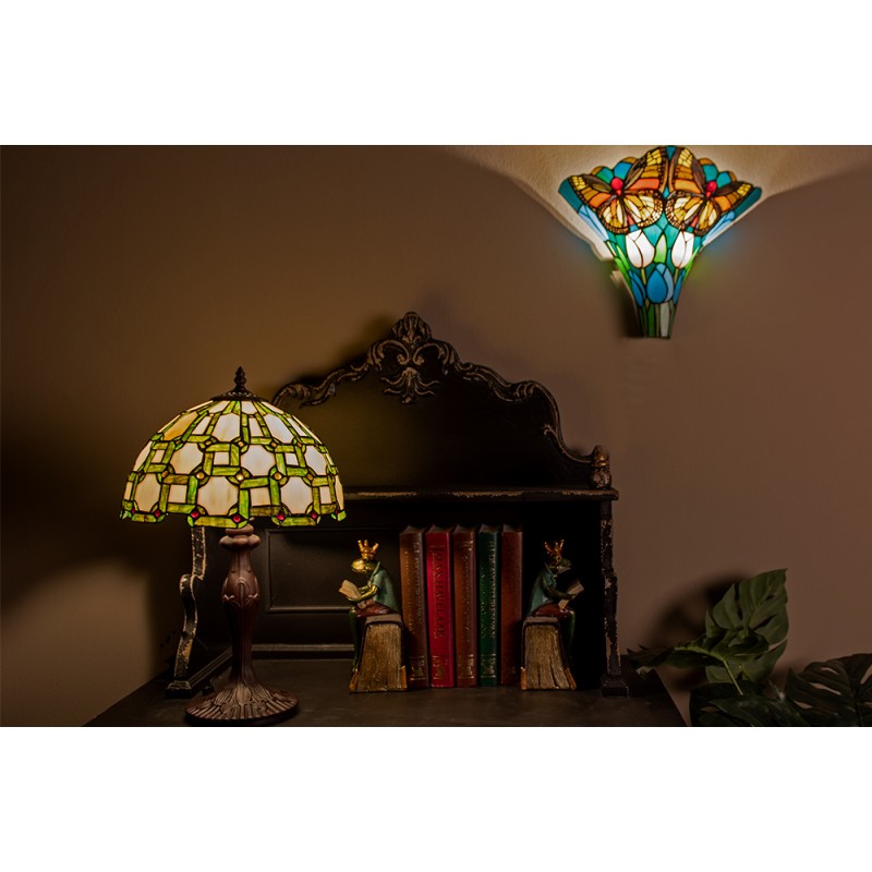 LumiLamp Wandlamp Tiffany  37x18x35 cm  Groen Blauw Glas