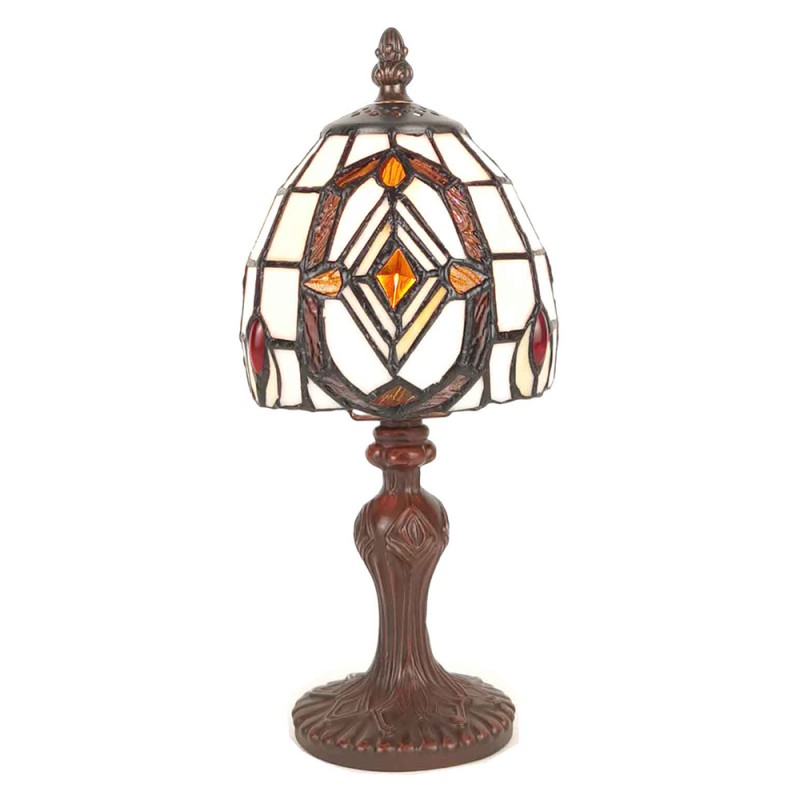 LumiLamp Table Lamp Tiffany Ø 13x 29 cm  White Brown Plastic Glass