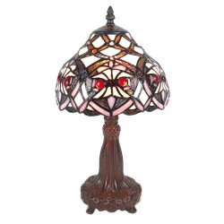 LumiLamp Lampe de table Tiffany Ø 20x37 cm  Violet Blanc Plastique Verre