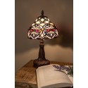 LumiLamp Lampada da tavolo Tiffany Ø 20x37 cm  Viola Bianco Plastica Vetro