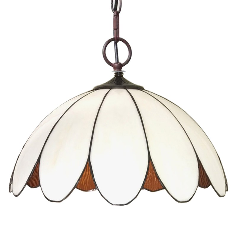 LumiLamp Lampada a Sospensione Tiffany Ø 46x138 cm  Bianco Metallo Vetro