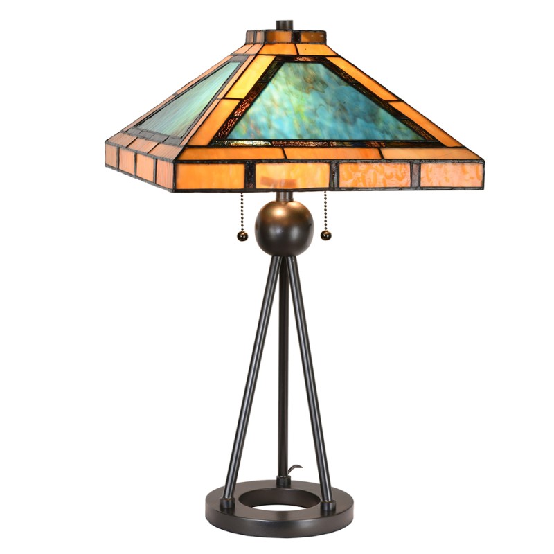 LumiLamp Tiffany Tischlampe 61x61x73 cm  Grün Braun Metall Glas