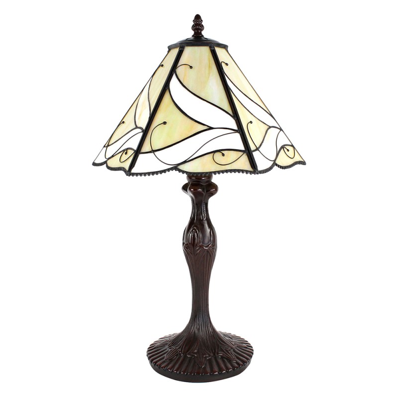 LumiLamp Lampada da tavolo Tiffany Ø 31x43 cm  Beige Bianco Vetro Plastica
