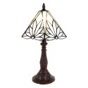 LumiLamp Lampe de table Tiffany Ø 20x34 cm  Blanc Marron Verre Plastique Rond