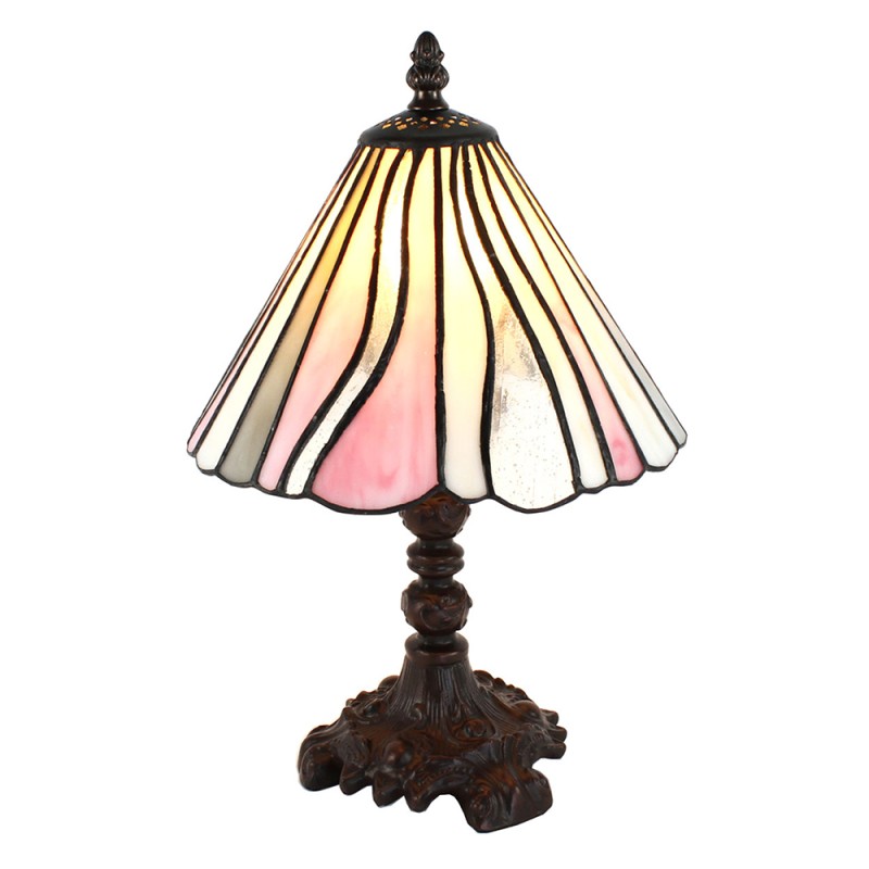 LumiLamp Lampada da tavolo Tiffany Ø 20x34 cm  Rosa Beige Vetro Plastica