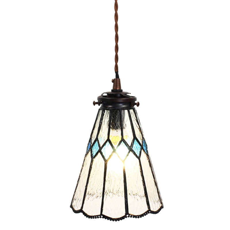 LumiLamp Lampada a Sospensione Tiffany Ø 15x115 cm  Trasparente Vetro Metallo Rotondo