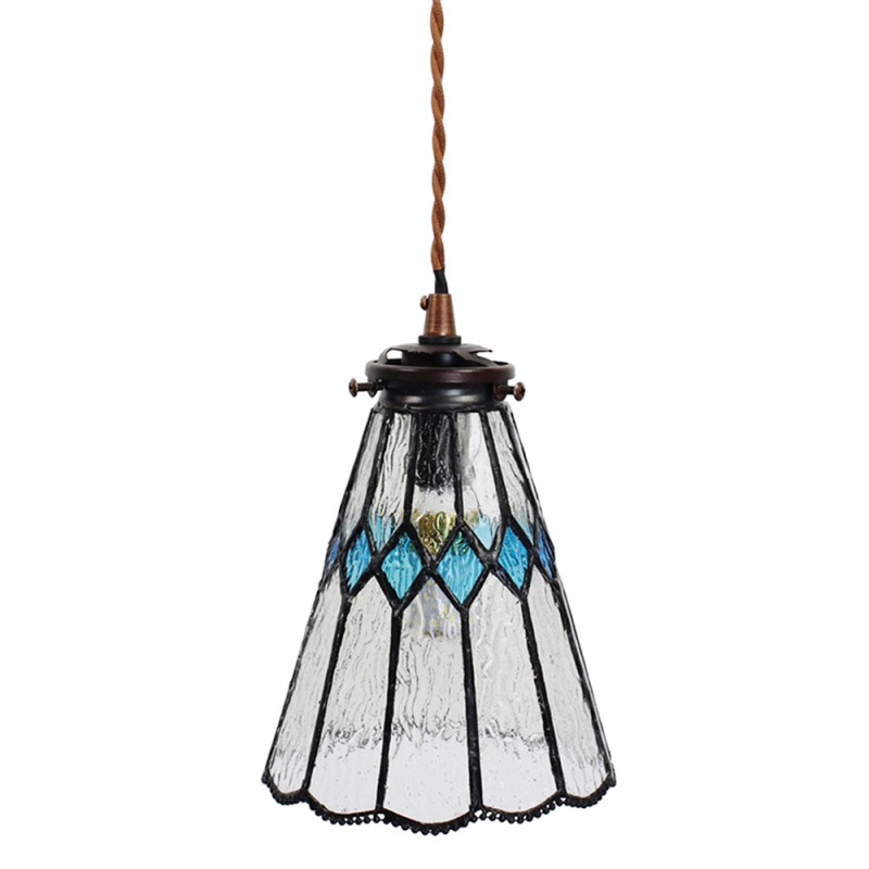 LumiLamp Lampada a Sospensione Tiffany Ø 15x115 cm  Trasparente Vetro Metallo Rotondo