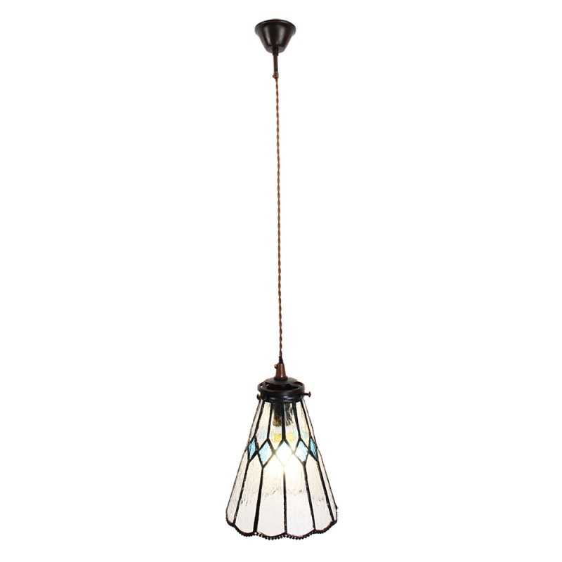 LumiLamp Lampada a Sospensione Tiffany Ø 15x115 cm  Trasparente Vetro Metallo Rotondo