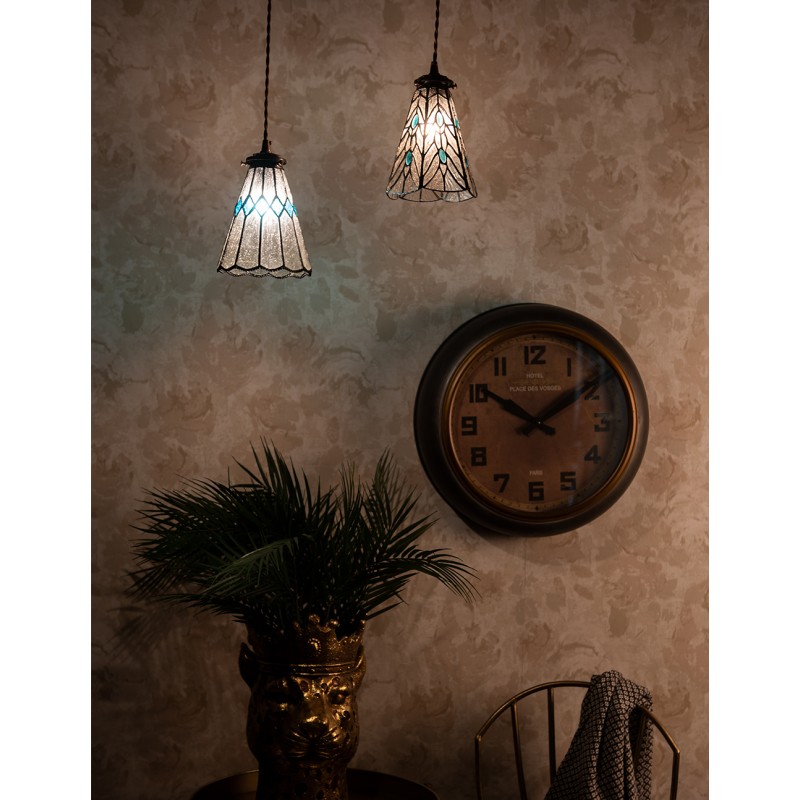 LumiLamp Lampada a Sospensione Tiffany Ø 15x115 cm  Trasparente Vetro Metallo Rotondo