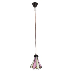 LumiLamp Pendant Lamp Tiffany Ø 15x115 cm  Pink Beige Glass Metal