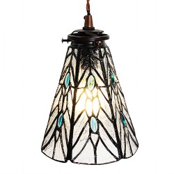 LumiLamp Lampada a Sospensione Tiffany Ø 15x115 cm  Trasparente Vetro Metallo Rotondo