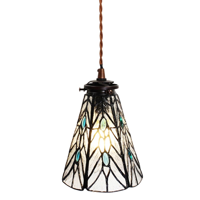LumiLamp Lampada a Sospensione Tiffany Ø 15x115 cm  Trasparente Vetro Metallo Rotondo
