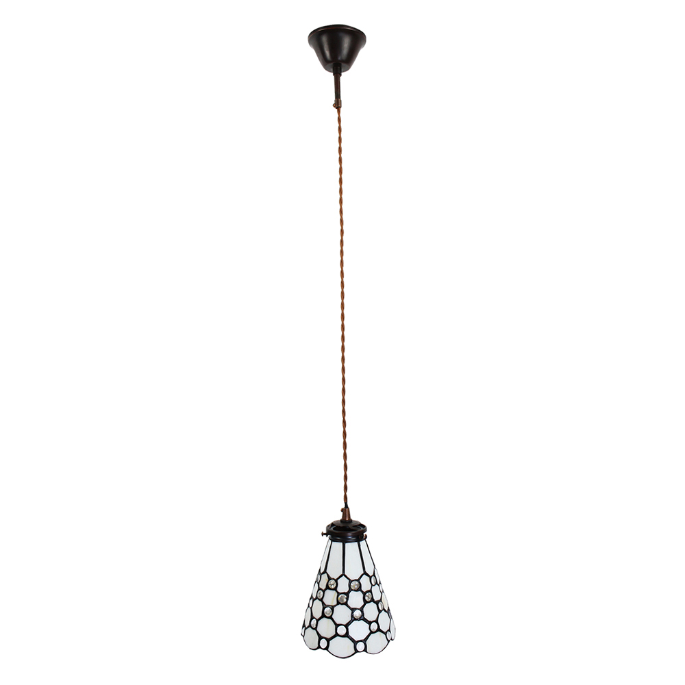 Hanglamp Tiffany Ø 15X115 Cm Wit Bruin Glas-image