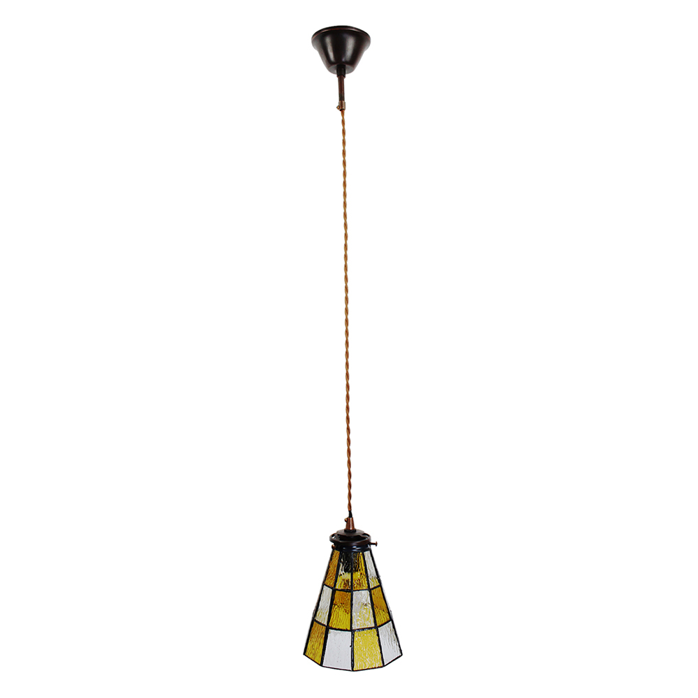 Hanglamp Tiffany Ø 15X115 Cm Geel Bruin Glas-image