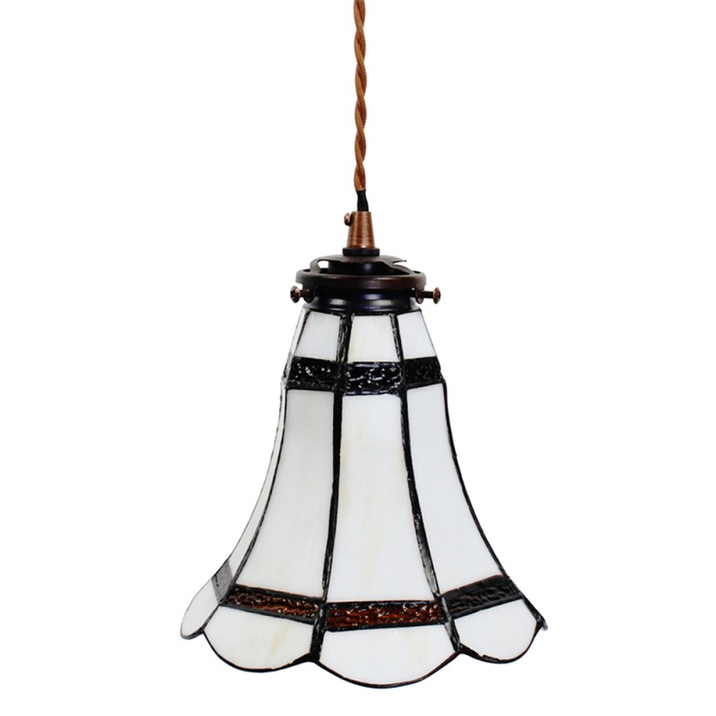 LumiLamp Pendant Lamp Tiffany Ø 15x115 cm  White Brown Glass Metal