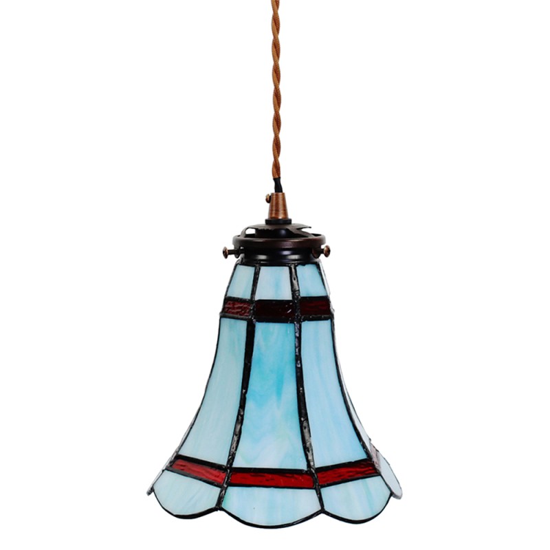 LumiLamp Lampada a Sospensione Tiffany Ø 15x115 cm  Blu Rosso  Vetro Metallo Rotondo